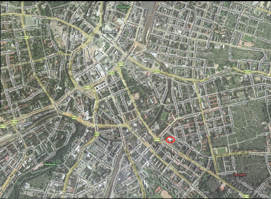 Chemnitz Lokalisation im Stadtplan